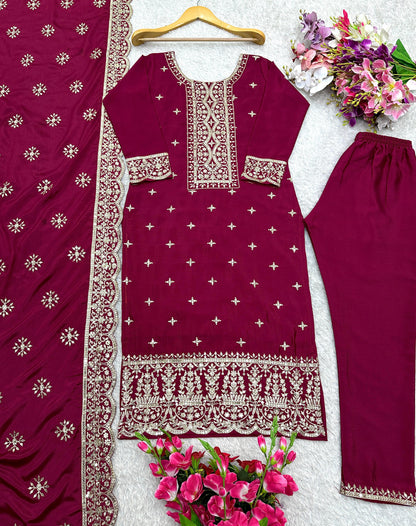Silk Top–Pant & Dupatta Set 💫