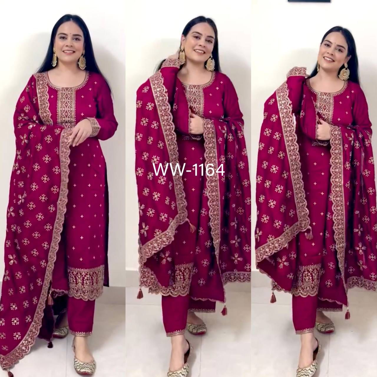 Silk Top–Pant & Dupatta Set 💫