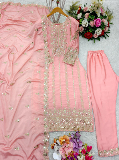 🌟✨ TFW Presents: Elegant Cinon Top-Pant Dupatta Set ✨🌟