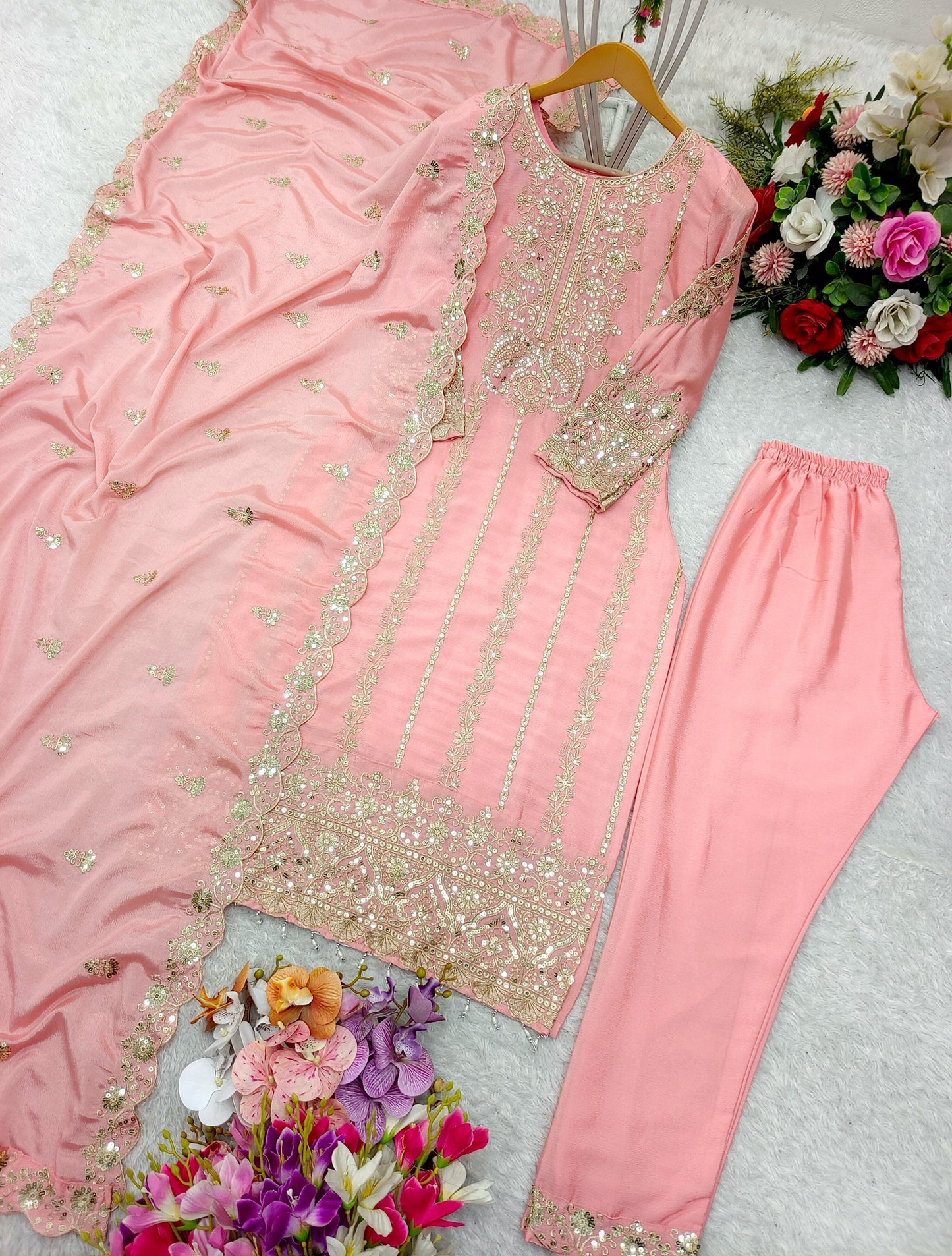 🌟✨ TFW Presents: Elegant Cinon Top-Pant Dupatta Set ✨🌟