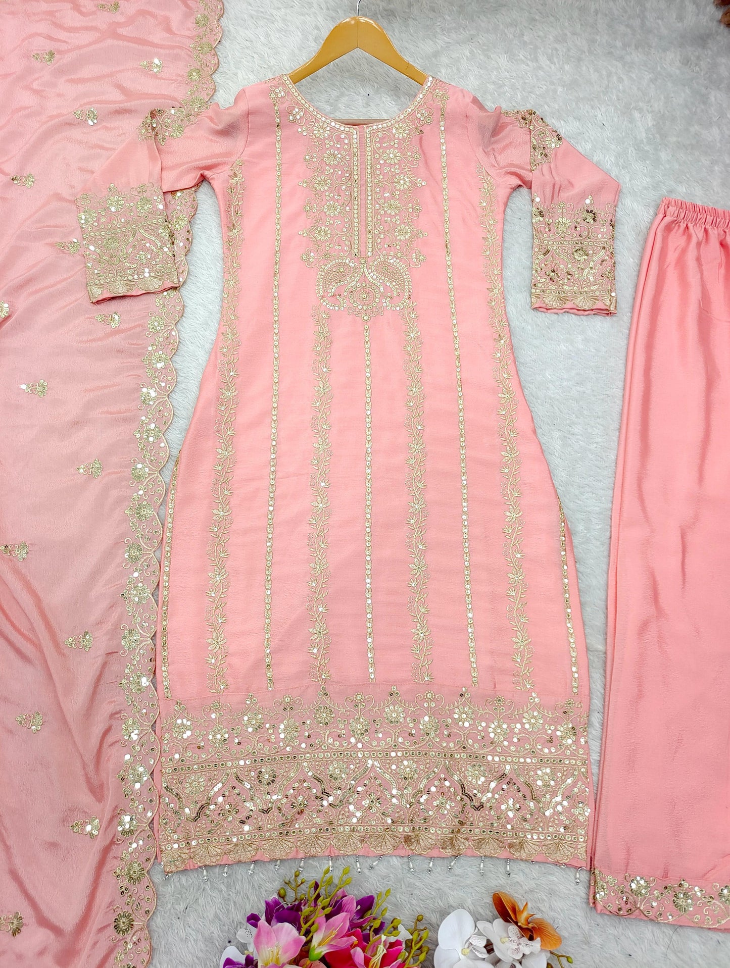 🌟✨ TFW Presents: Elegant Cinon Top-Pant Dupatta Set ✨🌟