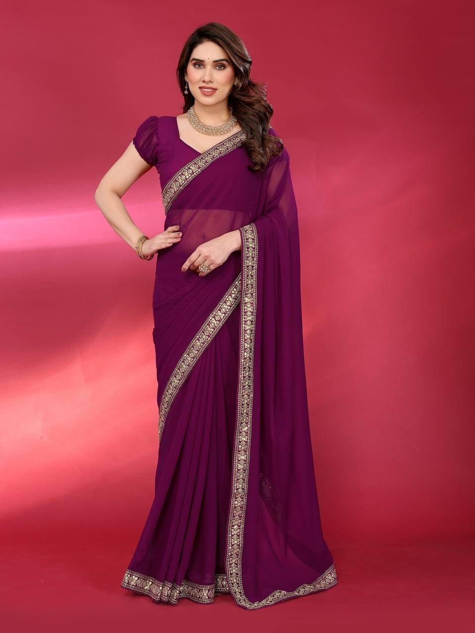 🌸🌟 TFW New Launch – Elegant Satin/Georgette Saree Collection 🌟🌸