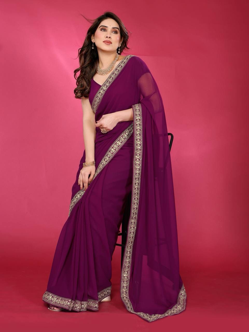 🌸🌟 TFW New Launch – Elegant Satin/Georgette Saree Collection 🌟🌸